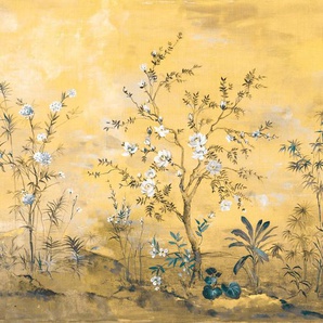 KOMAR Vliestapete Mandarin Tapeten 368x248 cm (Breite x Höhe), inklusive Kleister Gr. B/L: 368 m x 248 m, Rollen: 1 St., goldfarben (gold, gelb) Blumentapeten
