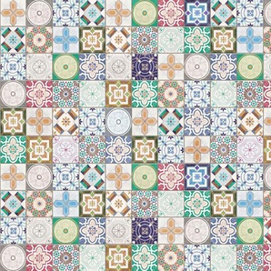 KOMAR Vliestapete Marrakech Mosaik Tapeten 400x250 cm (Breite x Höhe), Vliestapete, 100 cm Bahnbreite Gr. B/L: 400 m x 250 m, Rollen: 1 St., bunt (grau, blau, grün) Vliestapeten