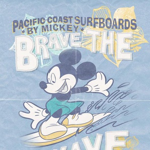 KOMAR Vliestapete Mickey Brave the Wave Tapeten Gr. B/L: 200 m x 280 m, Rollen: 1 St., blau (blau, weiß, schwarz) Vliestapeten