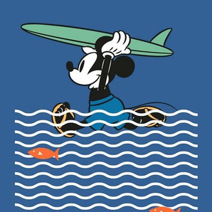Komar Vliestapete Digitaldruck Vlies - Mickey gone Surfin - Größe 200 x 280 cm, glatt, bedruckt, Kinderzimmer
