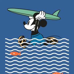 KOMAR Vliestapete Mickey gone Surfin Tapeten 200x280 cm (Breite x Höhe) Gr. B/L: 200 m x 280 m, Rollen: 1 St., blau Vliestapeten