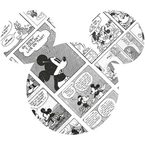 Komar Vliestapete Mickey Head Comic Cartoon, (1 St), 125x125 cm (Breite x Höhe), rund und selbstklebend