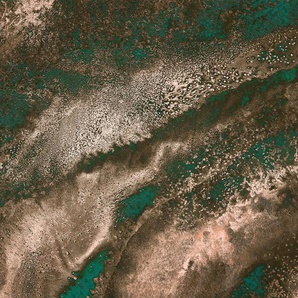 KOMAR Vliestapete Molten Copper Tapeten 400x280 cm (Breite x Höhe) Gr. B/L: 400 m x 280 m, Rollen: 1 St., grün (silber, braun, grün) Steintapeten