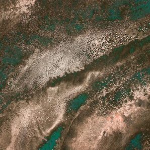 KOMAR Vliestapete Molten Copper Tapeten Gr. B/L: 400 m x 280 m, Rollen: 1 St., grün (silber, braun, grün) Steintapeten