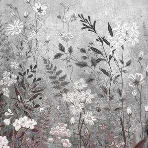 KOMAR Vliestapete Moonlight Flowers Tapeten 200x250 cm (Breite x Höhe) Gr. B/L: 200 m x 250 m, Rollen: 1 St., rosa (schwarz, weiß, rosa) Blumentapeten