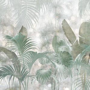 KOMAR Vliestapete Paillettes Tropicales Tapeten 368x248 cm (Breite x Höhe), inklusive Kleister Gr. B/L: 368 m x 248 m, Rollen: 1 St., bunt (grün, blau, weiß) Vliestapeten