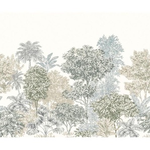 KOMAR Vliestapete Painted Palms Tapeten Gr. B/L: 300 m x 250 m, Rollen: 1 St., bunt (braun, grün, blau) Blumentapeten