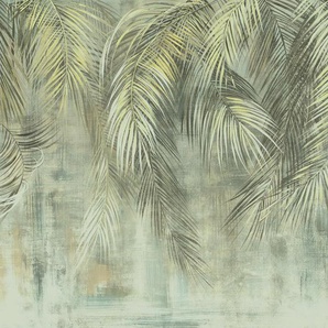 KOMAR Vliestapete Palm Fronds Tapeten 350x250 cm (Breite x Höhe) Gr. B/L: 350 m x 250 m, Rollen: 1 St., bunt (grün, blau, weiß) Blumentapeten