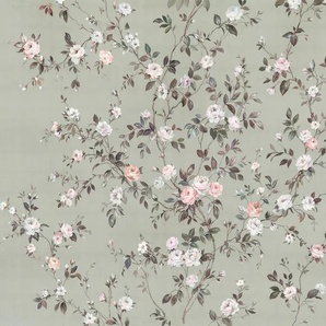 KOMAR Vliestapete Rosellia Tapeten 350x250 cm (Breite x Höhe) Gr. B/L: 350 m x 250 m, Rollen: 1 St., rosa (grau, weiß, rosa) Blumentapeten