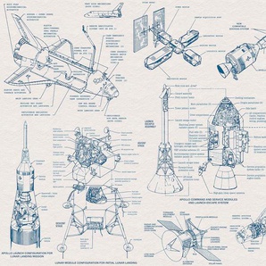KOMAR Vliestapete Spacecraft Architecture Tapeten Gr. B/L: 400 m x 280 m, Rollen: 1 St., blau (blau, schwarz) Vliestapeten