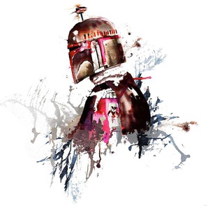 KOMAR Vliestapete Star Wars Watercolor Boba Fett Tapeten Gr. B/L: 250 m x 280 m, Rollen: 1 St., bunt (schwarz, rot, weiß) Vliestapeten