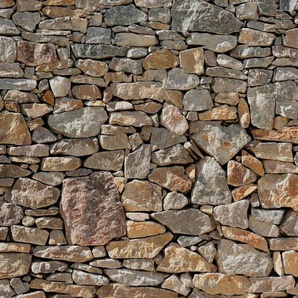 KOMAR Vliestapete Stone Wall Tapeten 300x250 cm (Breite x Höhe), Vliestapete, 100 cm Bahnbreite Gr. B/L: 300 m x 250 m, Rollen: 1 St., bunt Steintapeten