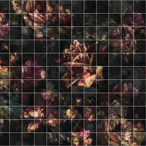 Komar Vliestapete Digitaldruck Vlies - Tiles Flowers - Größe 400 x 280 cm, glatt, bedruckt, Wohnzimmer, Schlafzimmer