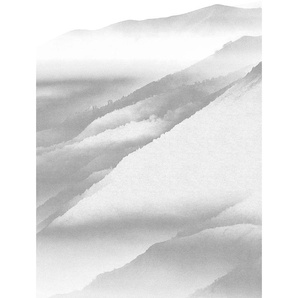 KOMAR Vliestapete White Noise Mountain Tapeten 200x280 cm (Breite x Höhe), Vliestapete, 100 cm Bahnbreite Gr. B/L: 200 m x 280 m, Rollen: 1 St., grau (weiß, grau) Vliestapeten