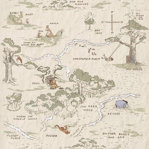 Komar Vliestapete Digitaldruck Vlies - Winnie the Pooh Map - Größe 200 x 240 cm, glatt, bedruckt, Kinderzimmer