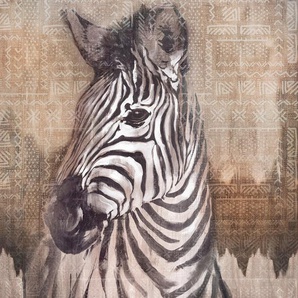 KOMAR Vliestapete Zebra Tapeten 200x250 cm (Breite x Höhe) Gr. B/L: 200 m x 250 m, Rollen: 1 St., bunt (schwarz, braun, weiß) Vliestapeten