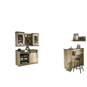 Küche mit Theke Set 6-teilig Soft Close  Sherwood ¦ holzfarben ¦ Maße (cm): B: 133 H: 93