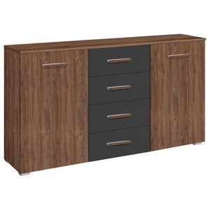 Kombi-Kommode Mosbach, Eiche Stirling-Nachbildung/grau-metallic, 140 x 81 cm
