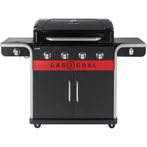 Kombigrill CHAR-BROIL Hybrid Gas2Coal 2.0 440 Grills Gr. B/H/T: 155 cm x 117 cm x 63 cm, schwarz (schwarz, rot) Grills 4-Brenner mit Seitenbrenner und Ablage