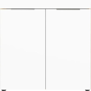 Kombikommode GERMANIA Oakland Sideboards Gr. B/H/T: 83 cm x 102 cm x 42 cm, weiß (navarra, eiche, nachbildung, weiß) Kombikommoden Breite 83 cm, Fronten und Oberboden mit Glasauflage