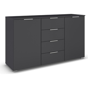 Kombikommode RAUCH Sideboard Schubladenkommode AGORDO mit Dekor- oder Hochglanzfront, grau (graumetallic, griffe alufarben), B:140cm H:81cm T:43cm, Holzwerkstoff, Sideboards, mit 4 Schubkästen und 2 Türen sowie Metallgriffen MADE IN GERMANY, Topseller