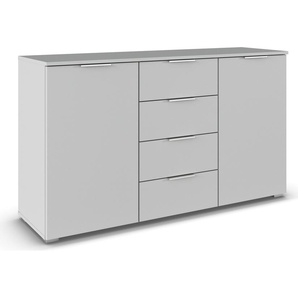 Kombikommode RAUCH Sideboard Schubladenkommode AGORDO mit Dekor- oder Hochglanzfront, grau (seidengrau, griffe alufarben), B:140cm H:81cm T:43cm, Holzwerkstoff, Sideboards, mit 4 Schubkästen und 2 Türen sowie Metallgriffen MADE IN GERMANY, Topseller
