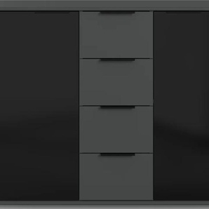Kombikommode WIMEX Barcelona Sideboards Gr. B/H/T: 130 cm x 83 cm x 41 cm, 4, schwarz (graphit, glas schwarz) Kombikommoden