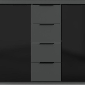 Kombikommode WIMEX Barcelona Sideboards Gr. B/H/T: 130 cm x 83 cm x 41 cm, 4, schwarz (graphit, glas schwarz) Kombikommoden mit Glaselementen auf den Türen