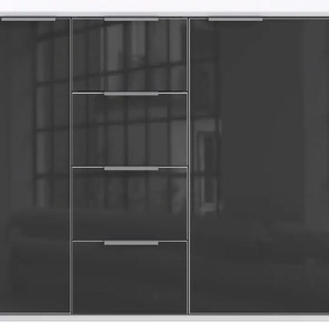 Kombikommode WIMEX Easy Sideboards Gr. B/H/T: 130 cm x 83 cm x 40,5 cm, 4, weiß (weiß, grauglas) Kombikommoden