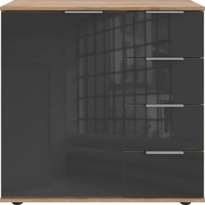 Kombikommode WIMEX Easy Sideboards Gr. B/H/T: 82 cm x 83 cm x 41 cm, grau (plankeneichefarben, grauglas) Kombikommoden