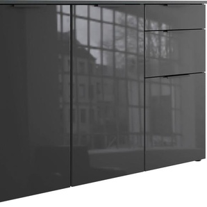 Kombikommode WIMEX Level36 black C by fresh to go Sideboards Gr. B/H/T: 122 cm x 84 cm x 41 cm, 2, grau (graphit, glas grey) Kombikommoden mit Glaselementen auf der Front, soft-close Funktion, 122cm breit