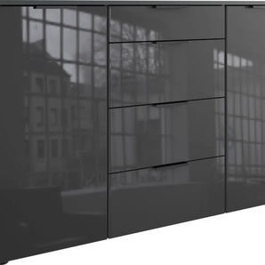 Kombikommode WIMEX Level36 black C by fresh to go Sideboards Gr. B/H/T: 135 cm x 84 cm x 41 cm, 4, grau (graphit, glas grey) Kombikommoden mit Glaselementen auf der Front, soft-close Funktion, 135cm breit