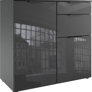 Kombikommode WIMEX Level36 black C by fresh to go Sideboards Gr. B/H/T: 81 cm x 84 cm x 41 cm, 2, grau (graphit, glas grey) Kombikommoden mit Glaselementen auf der Front, soft-close Funktion, 81cm breit