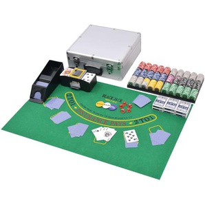 Kombiniertes Poker/Blackjack Set mit 600 Laserchips Aluminium