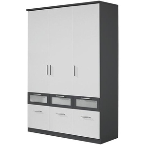 Kombischrank Bochum-Extra 91 x 199 x 56cm Grau/Weiß/Graumetallic/Alpinweiß Alpinweiß/Grau-Metallic - Schrankbreite 91 cm, 2-türig