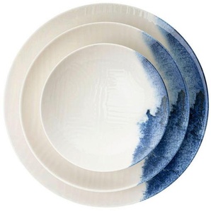 Kombiservice, Blau, Weiß, Keramik, 24-teilig, lebensmittelecht, Essen & Trinken, Geschirr, Geschirr-Sets, Kombiservice