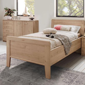 Komfort-Einzelbett Herdorf, Eiche natur, 90x200 cm, Polster-Kopfteil