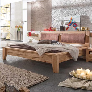 Komfortbett mit gepolstertem Kopfteil Eiche