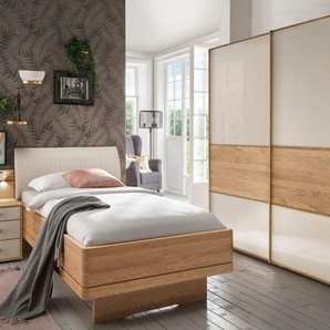 Komfortzimmer Kiruna, Eiche, Absetzungen champagner, 100 x 200 cm, Schrank 200 x 217 cm