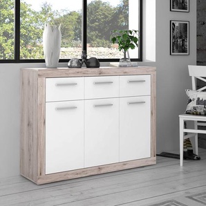 Kommode 118cm Weiß/Beige