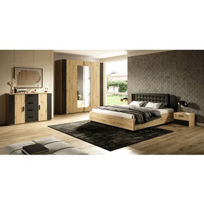 Kommode 132 x 94 x 40cm Beige/Eiche Artisan Dekor