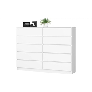 Kommode 160 cm breit - weiß - Materialmix - 160 cm - 121 cm | Möbel Kraft