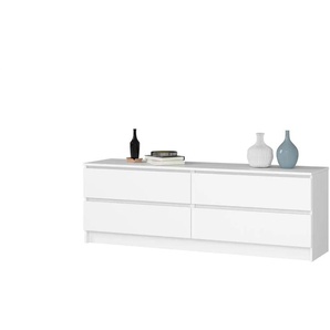 Kommode 160 cm breit - weiß - Materialmix - 160 cm - 55 cm | Möbel Kraft