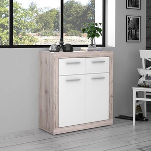 Kommode 83cm Weiß/Beige