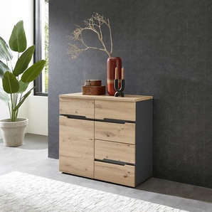 Kommode 90 cm 90 x 82 x 38cm Braun/Grau/Beige