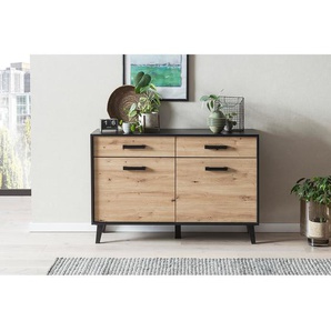 Kommode I 125 x 85 x 39cm Schwarz/Beige