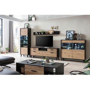 Kommode II 125 x 117 x 39cm Schwarz/Beige