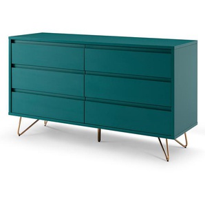 Kommode Belfield 120 x 70 x 40cm Blau/Blau/Gold