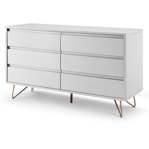 Kommode Belfield 120 x 70 x 40cm Weiß/Weiß/Gold