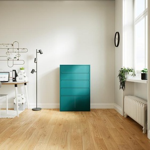 Kommode Blaugrün - Lowboard: Schubladen in Blaugrün & Türen in Blaugrün - Hochwertige Materialien - 77 x 118 x 34 cm, konfigurierbar